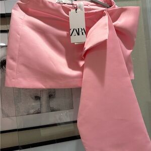 ZARA Pink Skirt with Bow Detail